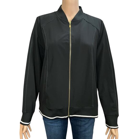 Chicos Zenergy Neema Jacket Windbreaker Medium/1 Pin Dot Print Zip Up Athleisure - Picture 1 of 13